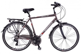 Ammaco Road Bike Ammaco Traveller 700c Mens Hybrid Bike Front Suspension Alloy 21" Frame Grey 21 Speed