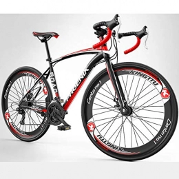 AP.DISHU Bike AP.DISHU 27 Speed Road Bike High Carbon Steel Racing Bike Adult 700C Dual Disc Brake Ultralight Road Bicycle Men's City Bike, Red