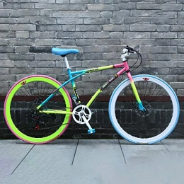 AURALLL Road Bike AURALLL Rainbow Commuter Bike Road Bicycle Racing, High-Carbon Steel Road Bike, 24-Speed Wheeled Double Disc Brake Bicycles for Race, Commute, Round Bike, Travel