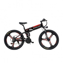 BNMZX Road Bike BNMZX Electric folding bicycle mountain bike, adult moped folding cross-country 26 inch adult mountain bike, battery life 60KM, Black-Three-knife wheel