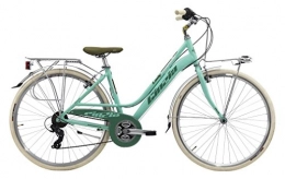 Cicli Cinzia Road Bike Cicli Cinzia Bike Women 28 Inch Nuvola Shimano Revo Shift RS-36 21 Luggage Rack Matt Pastel Green