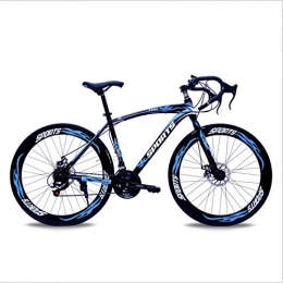 DGAGD Bike DGAGD 26-inch road bike with variable speed bend and double disc brakes, racing bike, 60 cutter wheels-Black blue_30 speed