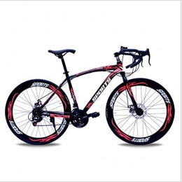 DGAGD Bike DGAGD 26-inch road bike with variable speed bend and double disc brakes, racing bike, 60 cutter wheels-Black red_21 speed