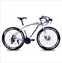 DGAGD Bike DGAGD 26-inch road bike with variable speed bend and double disc brakes, racing bike, 60 cutter wheels-White black_30 speed