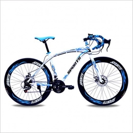 DGAGD Bike DGAGD 26-inch road bike with variable speed bend and double disc brakes, racing bike, 60 cutter wheels-White blue_21 speed