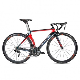 Edman Bike Edman Bicycle, color-changing ultra-light carbon fiber road bike, 22-speed, 700C wheels, non-slip grips, breaking wind racing car-Black red_46cm