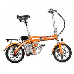 Electric Bikes Road Bike Electric Bikes Electric Car 14 Inch Men And Women Folding Lithium Battery Car Battery Car Adult Aluminum Electric Bicycle, Battery Life 120 Km (Color : Orange, Size : 120 * 58 * 90cm)