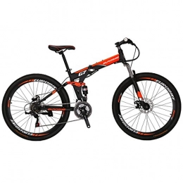 EUROBIKE Bike Eurobike G7 Mountain Bike 21 Speed Steel Frame 27.5 Inches Spoke Wheels Dual Suspension Folding Bike Blackorange