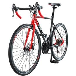 EUROBIKE Road Bike Eurobike OBK XC550 Road Bike 700C wheels 21 Speed Daul Disc Brake Mens Bicycle 54cm / 49cm Frame (54cm Red)