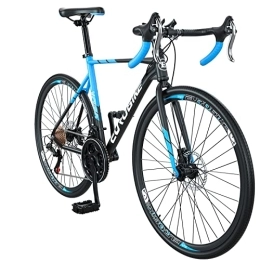 EUROBIKE Bike Eurobike Road Bike, 54cm Frame Men Road Bike, 21 speeds, Dual-Disc Brakes, 700C Wheels for Men, Women off Road Bike Racing Bicycle (Black Blue)