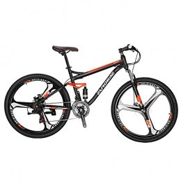 EUROBIKE Bike Eurobike S7 Mountain Bike 21 Speed Steel Frame 27.5 Inches K Wheels Dual Suspension MTB Bicycle Blackorange