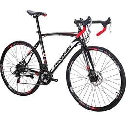 EUROBIKE Road Bike Eurobike XC550 Road Bike 700C Wheels 21 Speed Dual Disc Brake Road Bicycle (54cm frame spoke wheel)