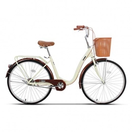 Folding Bikes Road Bike Folding Bikes Bicycle Folding Bicycle Unisex 26 Inch Single Speed Portable Bicycle Fashion Beautiful City Bicycle (Color : Beige, Size : 132 * 22 * 80CM)