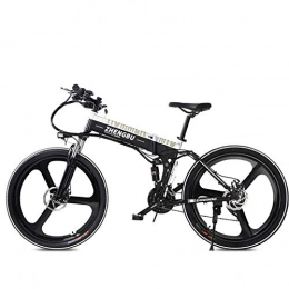 BNMZX Bike Folding System Mountain Folding Bike City Bike, Man, Woman, Adult Moped, 400W, City Electric Car, 48V / 10ah, High-intensity Double-gas Shock Absorption, Battery Life 90km, White-48V10AH