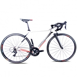 NENGGE Bike NENGGE Adult Road Bike, Professional 18-Speed Racing Bicycle, Ultra-Light Aluminium Frame Double V Brake Racing Bicycle, Perfect for Road Or Dirt Trail Touring, White, TA30