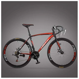 NENGGE Bike NENGGE Road Bike, Adult High-carbon Steel Frame Ultra-Light Bicycle, Carbon Fiber Fork Endurance Road Bicycle, City Utility Bike, Red, 21 Speed