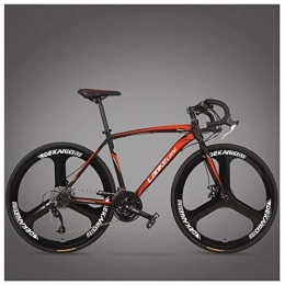 QMMD Road Bike QMMD 26 inches Road Bike, Men 27 Speed Road Bicycle Disc Brakes, Full Carbon Steel Commuter Bike, 700C Wheels Ultra-Light Bicycle, Adult City Utility Bike, Orange 3 Spokes, 27 speed