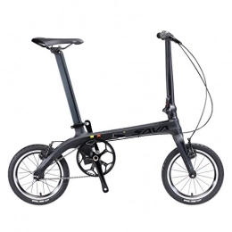 SAVA Road Bike SAVA 14 inch Folding Bike Carbon Fiber Frame Fixed Gear Single-Speed Fixie Urban Track Bike Mini City Foldable Bicycle with Headlights