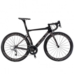 SAVA Bike SAVA Carbon Road Bikes, Phantom3.0 700C Carbon Fiber Road Bike SHIMANO Ultegra 8000 22 Speed Group Set with MICHELIN 25C Tire and Fizik Saddle (Grey, 44cm)