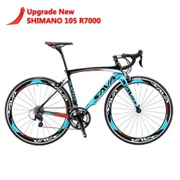 SAVA Bike SAVA Road Bikes, Windwar5.0 Carbon Road Bike Racing Bike Carbon Fiber Frame 700C Road Bicycle with SHIMANO 105 22 Speed Groupset Ultra-light Bicycle(44cm / Blue)