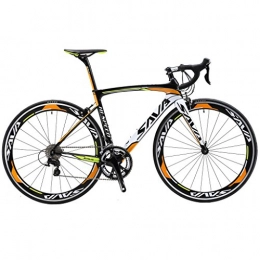 SAVA Bike SAVA Road Bikes, Windwar5.0 Carbon Road Bike Racing Bike Carbon Fiber Frame 700C Road Bicycle with SHIMANO 105 22 Speed Groupset Ultra-light Bicycle (50cm / Orange)