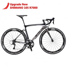 SAVA Bike SAVA Road Bikes, Windwar5.0 Carbon Road Bike Racing Bike Carbon Fiber Frame 700C Road Bicycle with SHIMANO 105 22 Speed Groupset Ultra-light Bicycle (52cm / Grey)