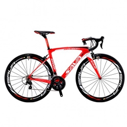 SAVADECK Road Bike SAVADECK HERD 6.0 T800 Carbon Fiber 700C Road Bike SHIMANO 105 5800 Groupset 22 Speed Carbon Wheelset Seatpost Fork Ultra-light 18.3 lbs Bicycle Red White 44cm