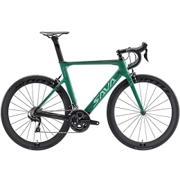 SAVADECK Road Bike SAVADECK Phantom3.0 Carbon Road Bike 700C Carbon Fiber Racing Bike Full Carbon Bicycle with Shimano Ultegra R8000 22 Speed Groupset Continental Tires and Fizik Saddle (Black Green, 51cm)