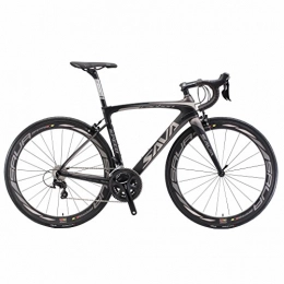 SAVADECK Bike SAVADECK Road Bikes, HERD 6.0 T800 Carbon Fiber 700C Road Bike Racing Bike SHIMANO 105 5800 Groupset 22 Speed Carbon Wheelset Seatpost Fork Ultra-light 18.3 lbs Bicycle (Black Grey, 54cm)