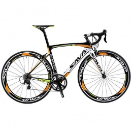 SAVADECK Road Bike SAVADECK Warwind5.0 Carbon Road Bike 700C Full Carbon Frame Racing Bicycle with Shimano 105 R7000 22 Speed Groupset Ultra-Light Carbon Fiber Bicycle (Orange, 52cm)