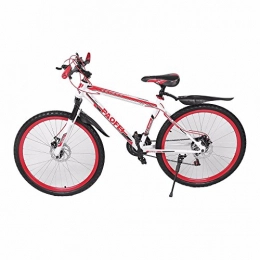 Shoptourismkit Bike Shoptourismkit 26x17 In Front & Rear Disc 30 Circle Mountain Bike Speed Road Racing Bicycle (White and Red)