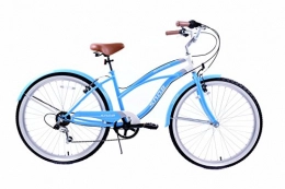 Ammaco Road Bike SNOB AMERICAN CLASSIC CALIFORNIA STYLE 26" WHEEL LADIES LIFESTYLE BEACH CRUISER BIKE BLUE & WHITE 19" FRAME WITH MUDGUARDS