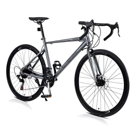 VIIPOO Road Bike VIIPOO Mountain Bike 21-Speed Aluminum Alloy Frame Road Bike, Aluminum 98cm Frame Men Road Bicycle, 700C Wheels Adults Racing Bike, Gray