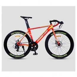 XHCP Road Bike XHCP bicycle Mountain bike 26 inch Road Bike, Adult 14 Speed Dual Disc Brake Racing Bicycle, Lightweight Aluminium Road Bike, Perfect for Road or Dirt Trail Touring, Red, Orange