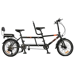 ZJWD Bike ZJWD City Tandem Folding Bicycle, Variable Speed Bike Riding Couple Entertainment Universal Wayfarer, Foldable Disc Brake Travel Bikes, Black