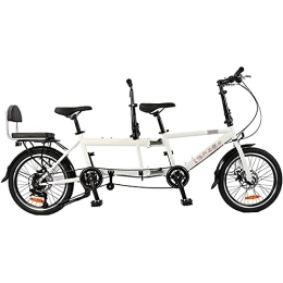 ZJWD Bike ZJWD City Tandem Folding Bicycle, Variable Speed Bike Riding Couple Entertainment Universal Wayfarer, Foldable Disc Brake Travel Bikes, White