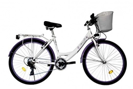 T&Y Trade City 24 Zoll Kinder Mädchen Damen City Fahrrad Kinderfahrrad Damenfahrrad Cityfahrrad Citybike Mädchenfahrrad Bike Rad 21 Gang Beleuchtung STVO 5100 Weiss LILA