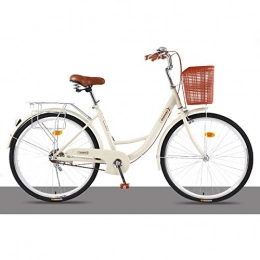 BEIGOO Fahrräder BEIGOO 24 / 26 Zoll Komfort Fahrrad mit Korb, Hollandrad mit Rückenträger, Damenfahrrad, Cityrad Cityfahrrad, Mädchenfahrrad, Kinderfahrrad-Cremeweiß-24Zoll