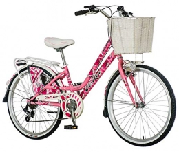 breluxx City breluxx 24 Zoll Damenfahrrad Venera Fashion Secret Garden Citybike Korb + Licht Retro Damenrad, 6 Gang Shimano