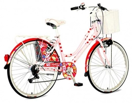 breluxx City breluxx 26 Zoll Damenfahrrad Venera Fashion Polka Dot Citybike Korb + Licht Retro Damenrad, 6 Gang Shimano