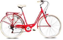 breluxx Fahrräder breluxx 28 Zoll Damenfahrrad Diana Tour Citybike, rot mit Gepcktrger + Licht, weie Reifen, 6 Gang Shimano Kettenschaltung, Made in EU