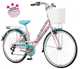 breluxx Fahrräder breluxx® 28 Zoll Damenfahrrad Venera Fashion Flamingo Citybike mit Korb + Licht, Retro Bike, 6 Gang Shimano, Modell 2020