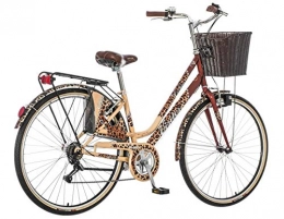 breluxx Fahrräder breluxx® 28 Zoll Damenfahrrad Venera Fashion Leopard Citybike mit Korb + Licht, Retro Bike, 6 Gang Shimano, Modell 2020