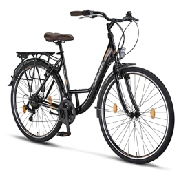 Chillaxx City Chillaxx Bike Strada Premium City Bike in 26 und 28 Zoll - Fahrrad für Mädchen, Jungen, Herren und Damen - 21 Gang-Schaltung - Hollandfahrrad Citybike (28 Zoll, Schwarz V-Bremse)