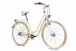 CHRISSON City CHRISSON 28 Zoll Retro Citybike Damen - N Lady 3G Creme - Damen-City-Fahrrad mit Shimano Nexus 3 Gang Nabenschaltung im Retro Design, Vintage Damenfahrrad mit Rücktrittbremse und Gepäckträger