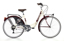 Cicli Cinzia Fahrräder Fahrrad Cicli Cinzia Liberty Damen, Stahlrahmen, 26 Zoll, Größe 44 (Cream / Amaranth, Shimano 6-Gang)