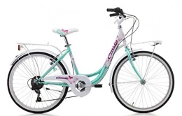 Cicli Cinzia Fahrräder Fahrrad Cicli Cinzia Liberty Mädchen, Stahlrahmen (Seawater / White, 24 Zoll - 6-Gang Shimano)