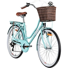 Galano City Galano 26 Zoll Cityrad Belgravia 6 Gang Damenfahrrad Mädchenrad Citybike mit Korb, Rahmengrösse:18 Zoll, Farbe:hellblau