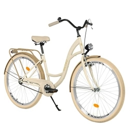 Generic City Komfort Fahrrad Citybike Retro Vintage Damenfahrrad Hollandrad, 26 Zoll, Creme-Braun, 1-Gang