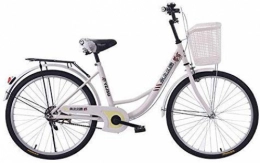 Mnjin City Mnjin Outdoor Leisure Fahrräder, Pendlerfahrräder, Retro-Fahrräder, Vollgummireifen, 140-180 cm für Frauen, 24-Zoll-Rahmen aus Kohlenstoffstahl mit Mehreren Farben, Weiß